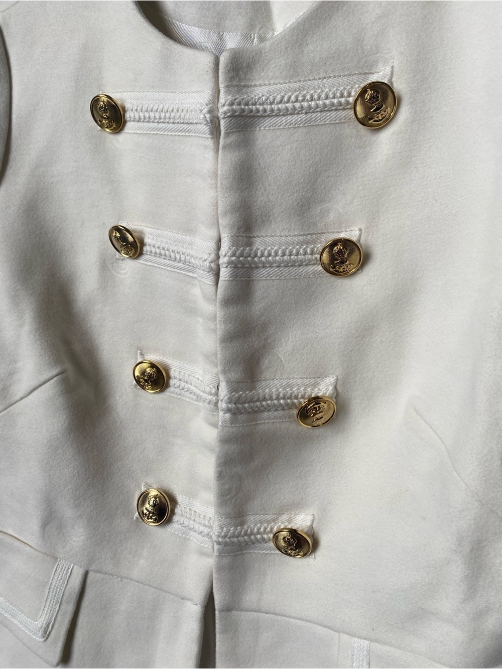 Zara White Military-Style Double-Breasted Blazer with Gold Buttons - Picture 4 of 12